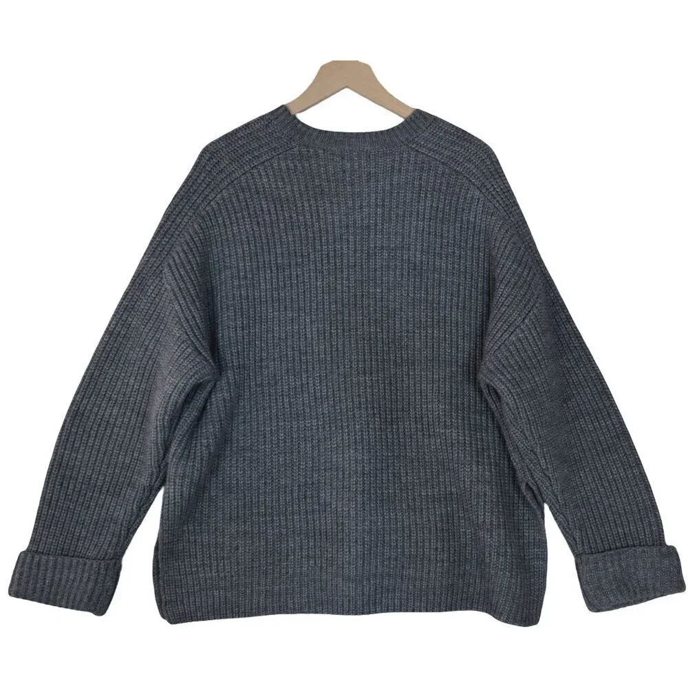 ASOS Grey Knit Sweater M Chunky Ribbed Minimalist Cozy Normcore Soft Grunge - Picture 2 of 9